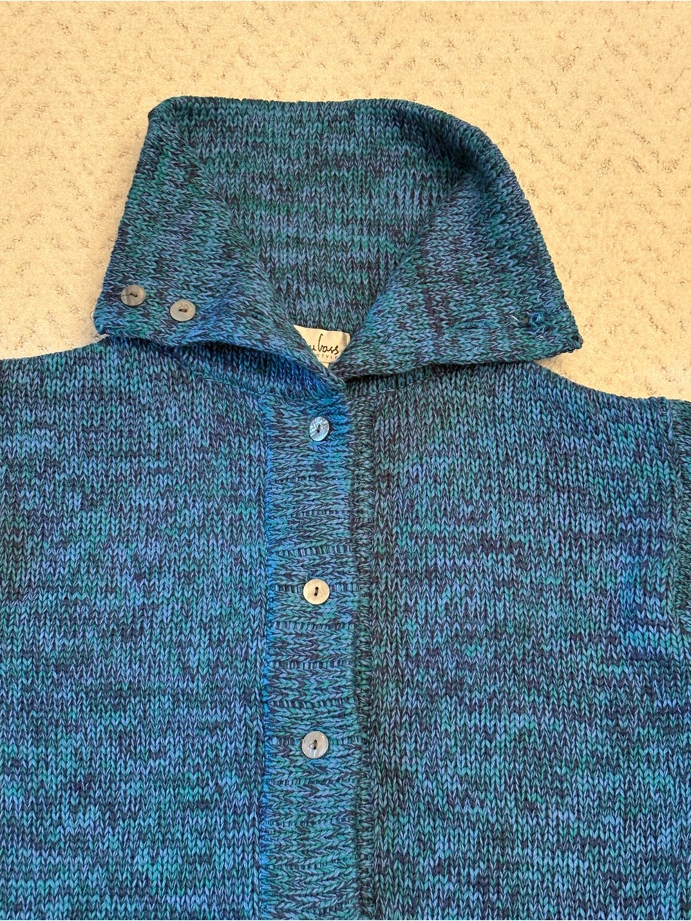 Vintage Joan Vass Knitted Tunic Sweater Size M Blue Green Pockets Acrylic Wool - Picture 6 of 14